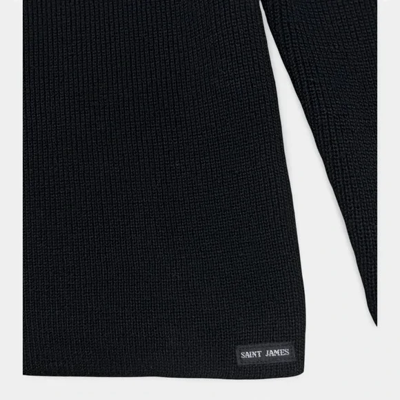 Saint James Toggle Neck Sweater Womens S Black Made in France Wool Maritime Knit